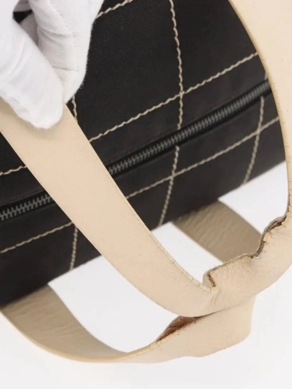 CHANEL Hand Bag Canvas Black CC Auth 131003